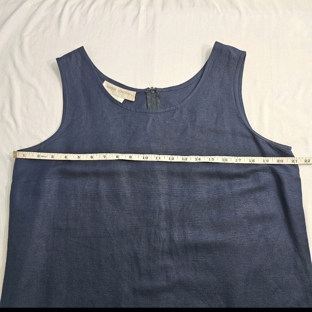 Maggy London Linen Rayon Blue 2 pc Jacket Career Work Maxi Versatile Dress  14 - Picture 13 of 16